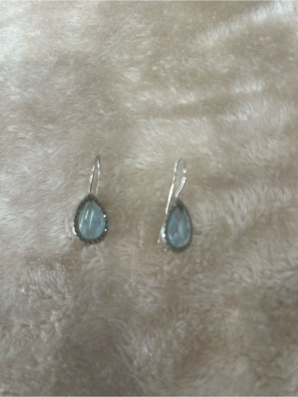 Lord & Taylor Sterling Silver Blue Teardrop pierced Earrings Marcasite Dangle - Picture 9 of 9